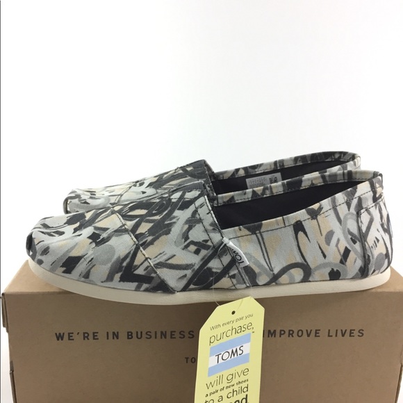 Toms 9 Mens James Goldcrown Black White Shoes - Picture 5 of 6